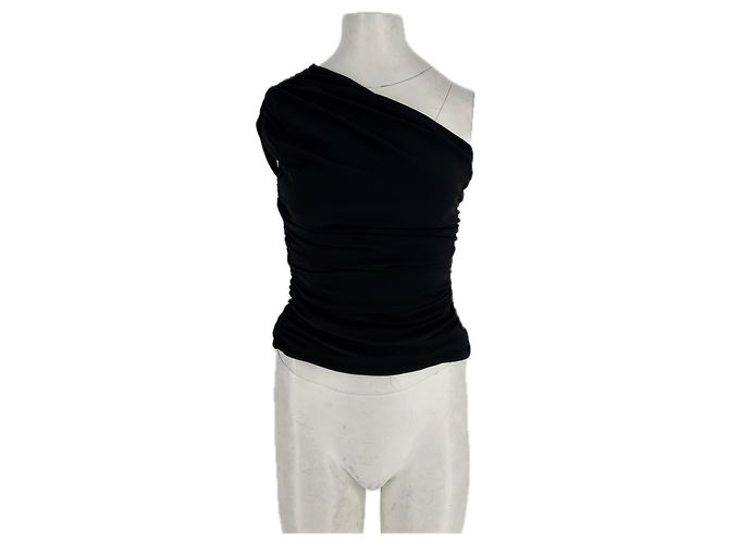 Top assimétrico preto de viscose Tory Burch