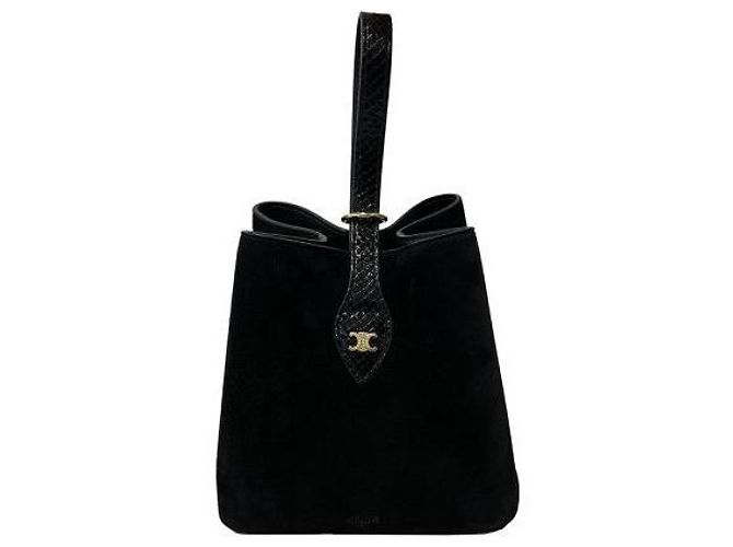 Céline Petit sac cabas Amber en daim Noir GUH