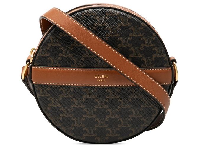 Céline Borsa a tracolla e spalla rotonda Celine Triomphe Marrone Nero
