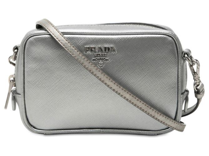 Saffiano Borsa a tracolla Prada Logo Argento 