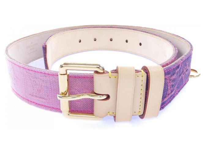 Cinturón Louis Vuitton Denim Bleached Rosa Azul