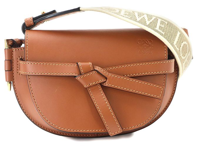 Bolsa de Ombro Loewe Mini Gate Dual Marrom