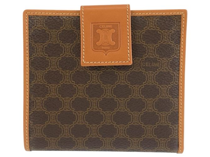 Céline Celine Vintage Macadam Brown Leather Bi-fold Wallet
