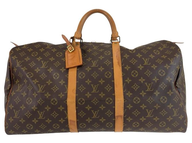 Sac Boston Louis Vuitton Monogram Keepall 55 Marron Monogramme