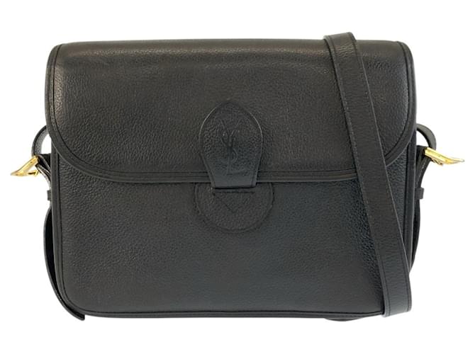Sac à épaule vintage en cuir noir Yves Saint Laurent 