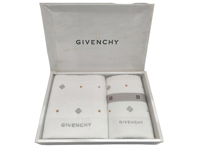 Ensemble de serviettes Givenchy en coton blanc Doré Gris 