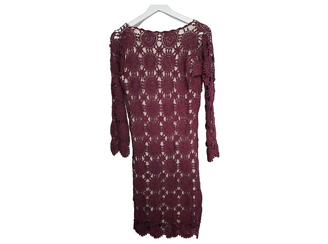 Vestido de crochet Prada espalda descubierta Roja Burdeos