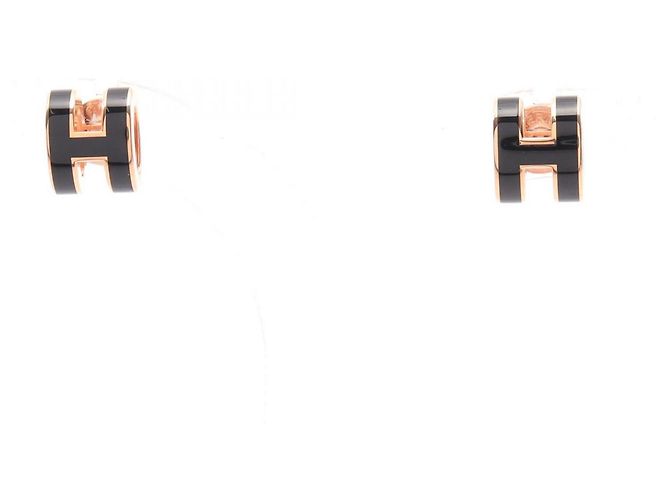 Hermès Orecchini a lobo Hermes MINI POP H Nero D'oro 