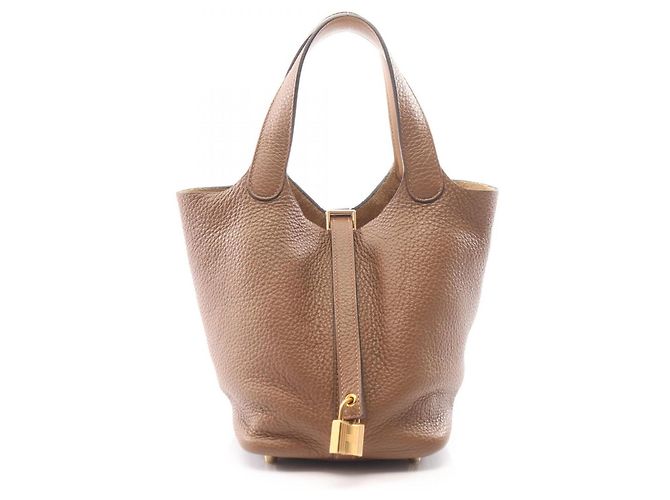 Hermès Bolsa Hermes Picotin Lock PM Eclat Marrom