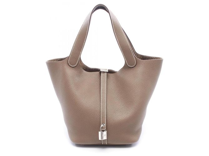 Hermès Picotin Lock MM Handtasche Braun Taupe