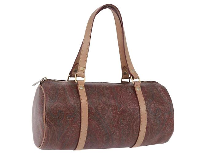 Bolsa de mão ETRO Paisley em couro marrom tom dourado Auth 195784