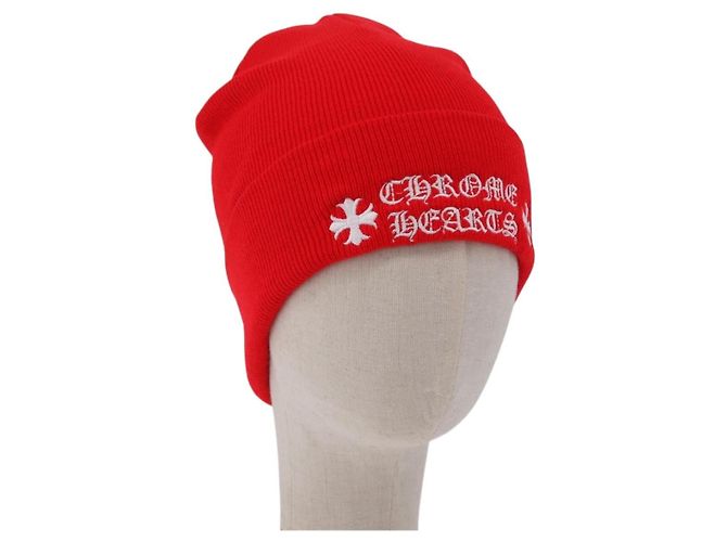 Chrome Hearts Knitted Fabrics Cap Wool Red Auth 196785M