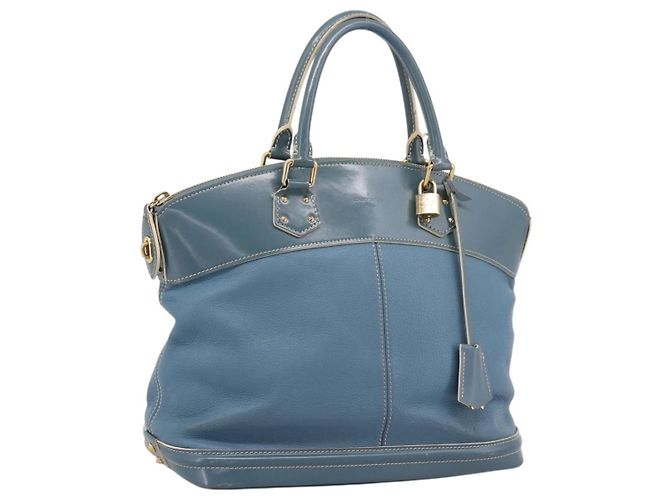 LOUIS VUITTON Borsa a Mano Suhari Lockit PM Pelle Blu Oro M95434 LV Auth bs36420