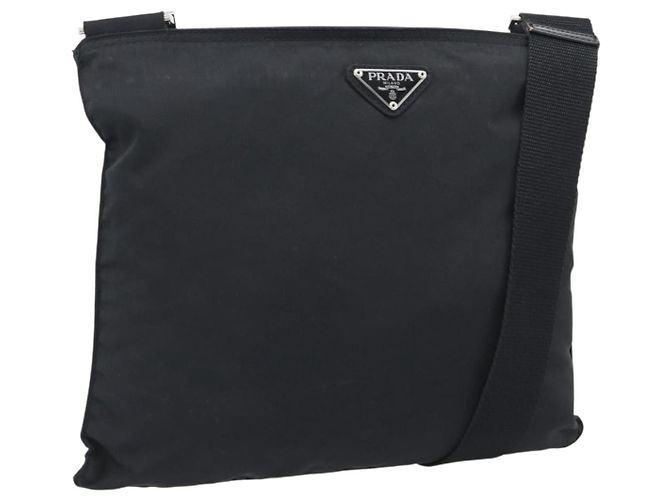 Borsa a tracolla PRADA Nylon Nero Argento Auth 196155A