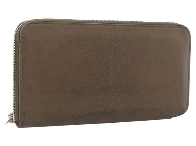 Hermès HERMES Azap Long Wallet Leather Beige Silver Auth 196019 Silvery