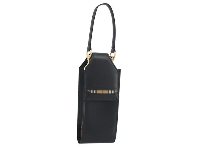 BURBERRY Pochette in pelle nera e oro Auth 195059A Nero D'oro
