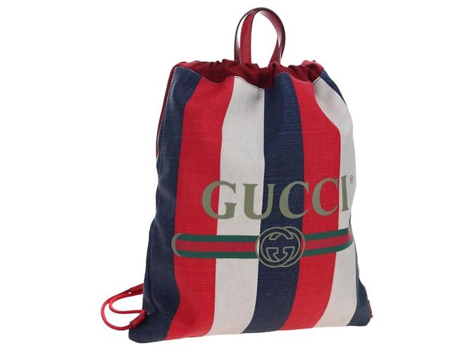 Mochila GUCCI Coated Canvas Red 473872 Auth 191969V Roja