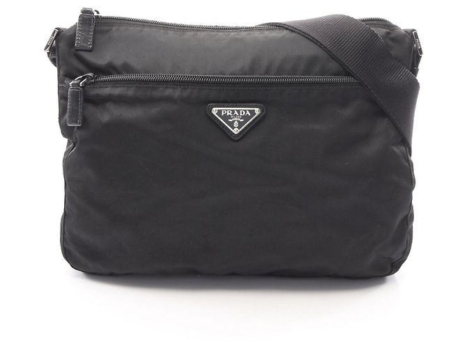 Borsa a tracolla Prada Triangle Logo nera Nero