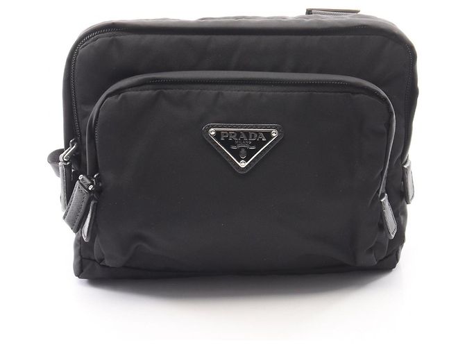 Saffiano Zaino/Borsa Prada con logo Triangle e imbracatura Nero 