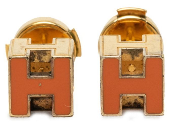 Orecchini H-Cube Stud di Hermès D'oro Arancione 