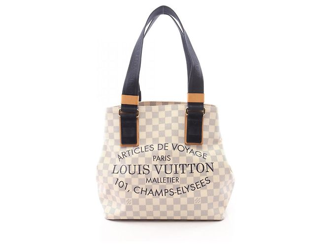 Louis Vuitton Plan Soleil Cabas PM Tote Bag Weiß Marineblau