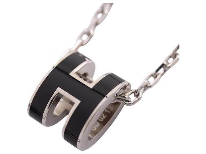 Hermès Collier Hermes MINI POP H Noir Argenté