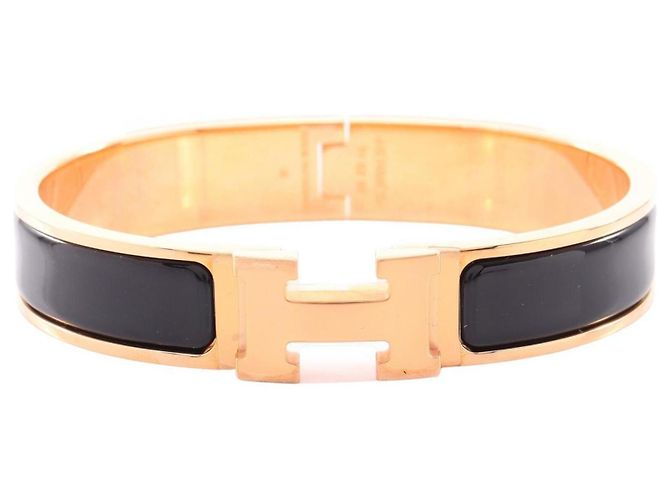Hermès Pulsera Hermes Click H Negro Dorado