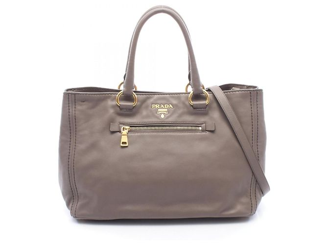 Prada Leder-Tote-Bag Beige