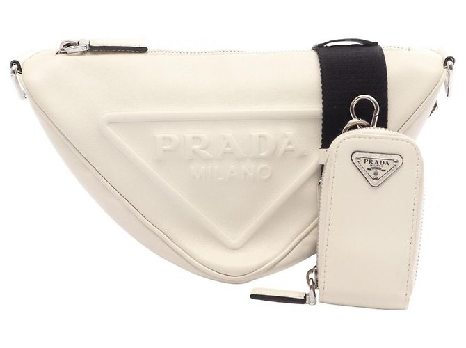 Bolsa de Ombro Prada Triangle Branco