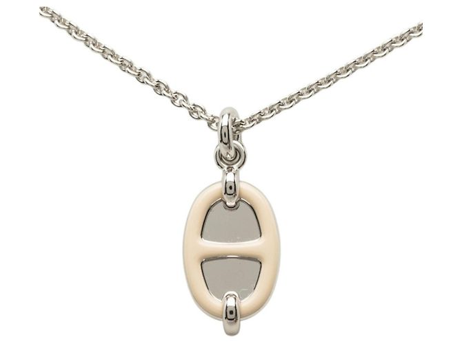 Hermès Colar com pingente de corrente Hermes Mini Maillon PM Bege