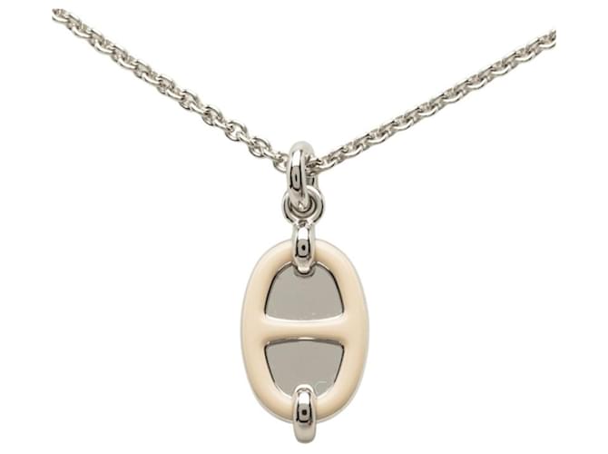 Hermès Hermes Mini Maillon PM Chain Pendant Necklace Beige 