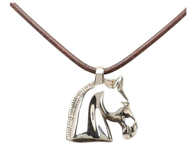 Hermès Colar com pingente Hermes Cheval Horse Prata