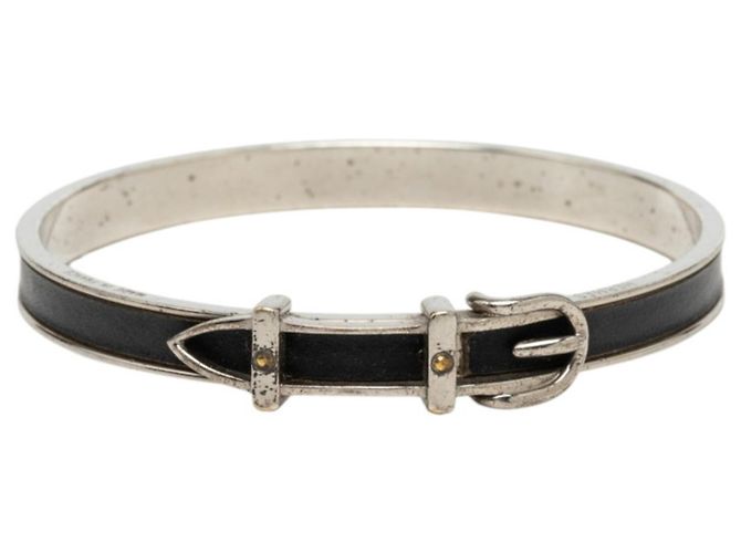 Hermès Hermes Belt Motif Bangle Black Silvery