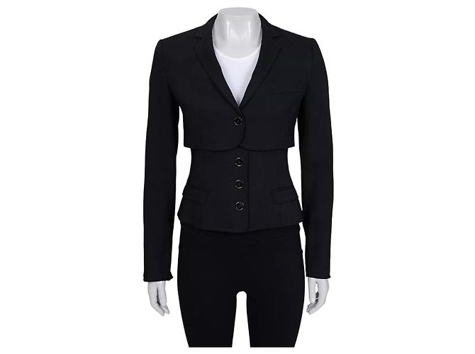 Dolce & Gabbana Black Wool Blend Fitted Jacket Sz.40 Pre-owned