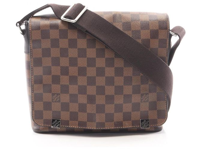 Borsa a tracolla Louis Vuitton District PM NM Marrone Nero Damier ebene