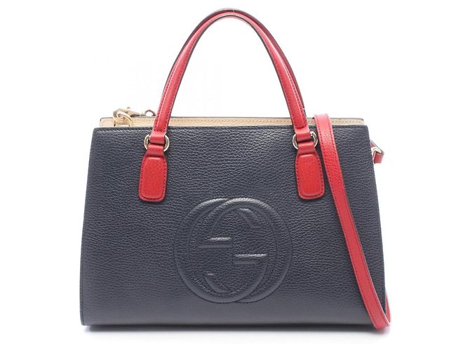 Borsa Gucci Soho Interlocking G Rosso Crudo Blu navy 