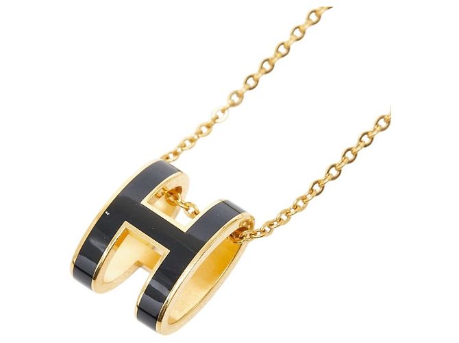 Hermès Colar com pingente Hermes Pop H Chain Preto Dourado