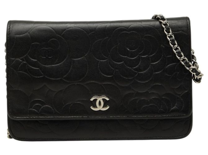 Borsa a tracolla Chanel Camellia Coco Mark Chain Nero