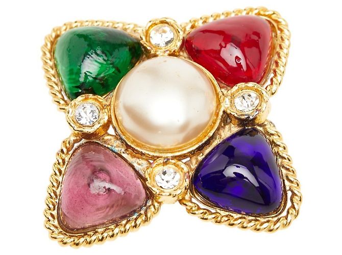 Chanel Vintage Strass-Brosche Mehrfarben