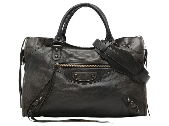 Borsa Balenciaga City - Pelle nera e feltro Nero