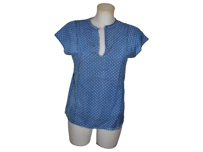 Golden Goose Deluxe Brand Top de algodão com bolinhas Azul