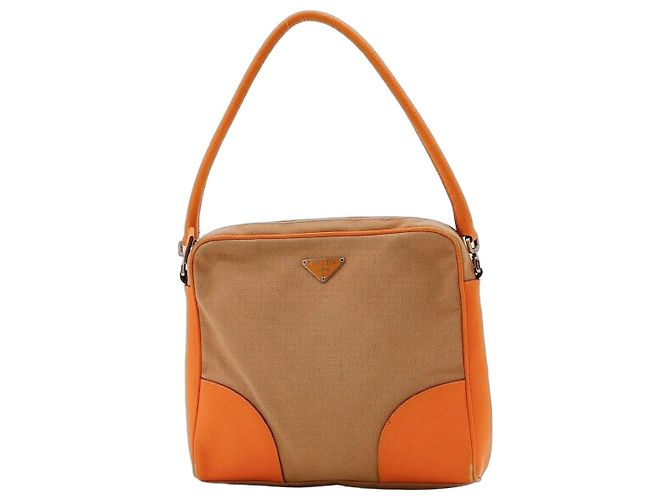 Prada Two-Tone Shoulder Bag Beige Orange