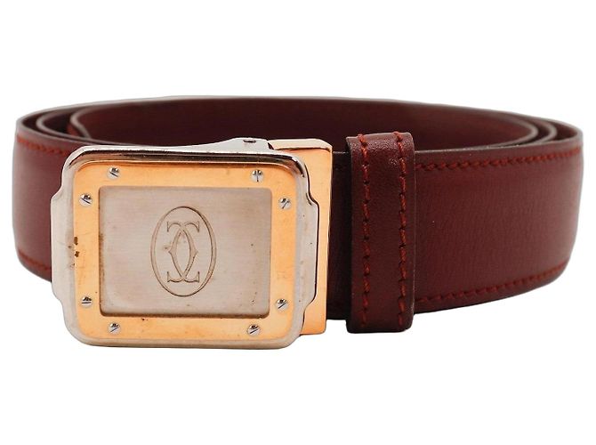 Cinto Must de Cartier com fivela de ouro e prata Marrom Hardware prateado Gold hardware
