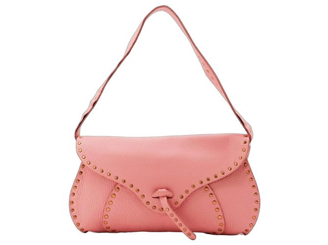 Céline Bolso de hombro con tachuelas de cuero rosa Celine