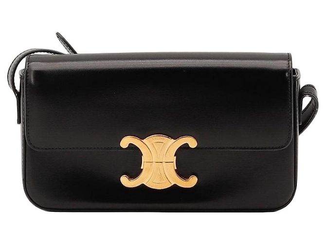 Céline Celine Triomphe Shoulder Bag in Black Leather