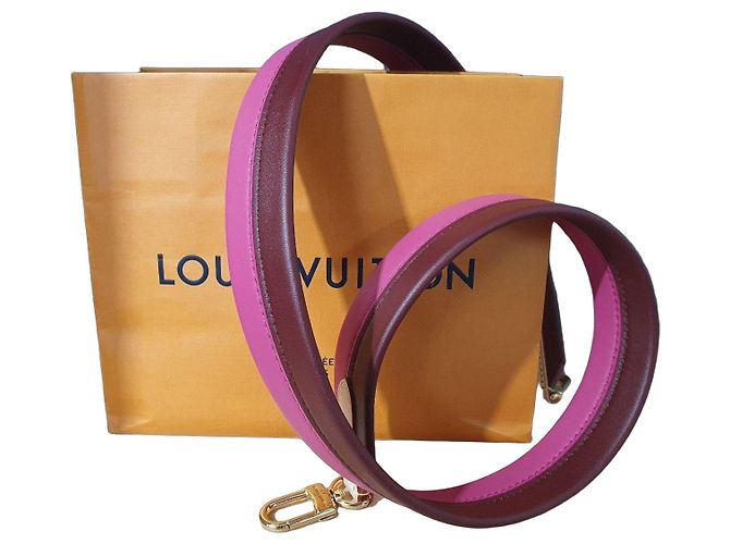 Louis Vuitton Shoulder Strap Cluny MM Leather Fuchsia Brown Pink