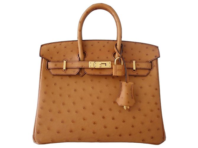 Hermès Birkin 25 Cuir d'Autruche Cognac Marron