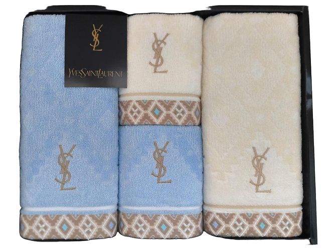 Ensemble de serviettes Yves Saint Laurent Marron Bleu Beige 