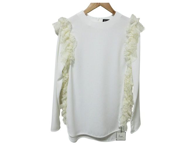 Autre Marque hue DAY TO EVENING Bluse mit Spitzenvolants an der Seite Weiß