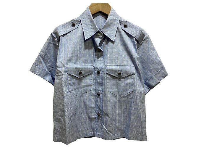 Camicia a maniche corte Prada a quadri Principe di Galles Blu